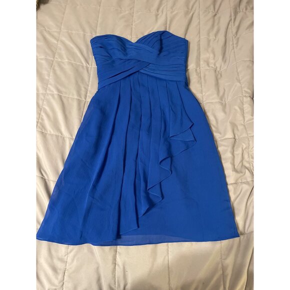 Strapless Cobalt Blue Cocktail Dress By Davids Bridal Size 2 - Picture 2 of 4